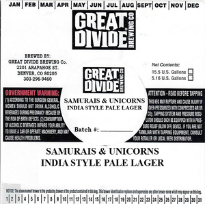 Great Divide Brewing Co. Samurais & Unicorns July 2017