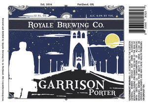Royale Brewing Co Garrison Porter July 2017
