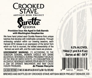Crooked Stave Artisan Beer Project Surette Reserva Raspberry