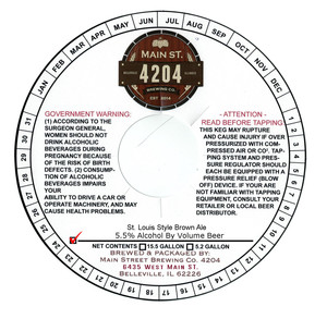 Main Street Brewing Co 4204 St. Louis Brown's Ale July 2017