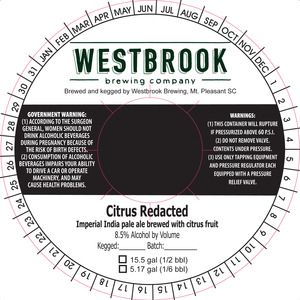 Westbrook Brewing Company Citrus Redacted July 2017