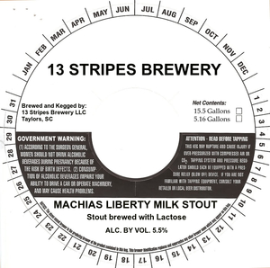 13 Stripes Brewery Machias Liberty Milk Stout July 2017