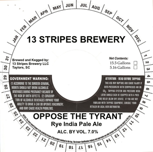 13 Stripes Brewery Oppose The Tyrant July 2017