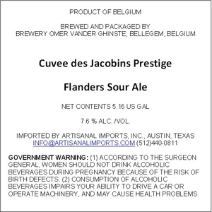 Cuvee Des Jacobins Prestige July 2017