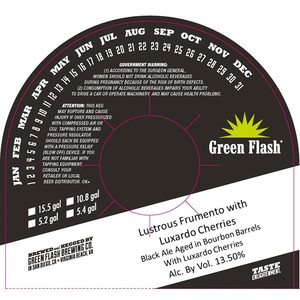 Green Flash Brewing Co. Lustrous Frumento With Luxardo Cherries July 2017