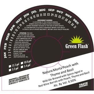 Green Flash Brewing Co. Natura Morta Peach With Thyme And Basil July 2017