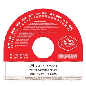 Alpine Beer Company Willy With Lemon July 2017