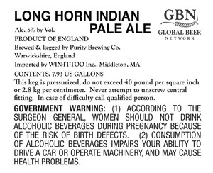 Long Horn Indian Pale Ale August 2017