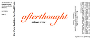 Afterthought Brewing Company Saison Avec Motueka August 2017