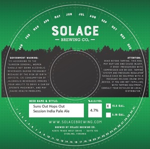 Solace Brewing Company Suns Out Hops Out Session India Pale Ale August 2017