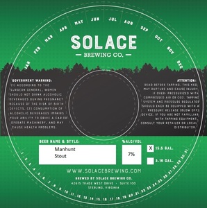 Solace Brewing Company Manhunt Stout August 2017