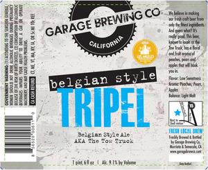 Garage Brewing Co Belgian Tripel: Aka Tow Truck