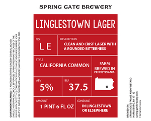 Spring Gate Brewery Linglestown Lager