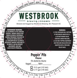 Westbrook Brewing Company Poppin' Pils August 2017