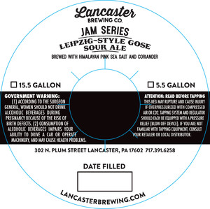 Lancaster Brewing Company Jam Series Leipzig-style Gose Sour Ale August 2017