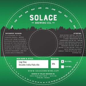 Solace Brewing Company Leg Day Double India Pale Ale August 2017