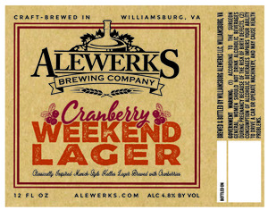 Williamsburg Alewerks LLC Cranberry Weekend Lager