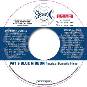 Seismic Brewing Company Pat's Blue Gibbon August 2017