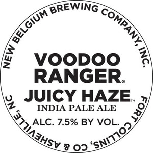 New Belgium Brewing Company, Inc. Voodoo Ranger Juicy Haze IPA September 2017