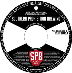 Southern Prohibition Brewing Milk Stout Ale Aged In Brandy Barrels