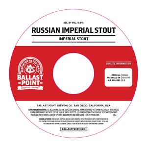 Ballast Point Russian Imperial Stout September 2017