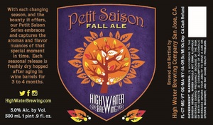 High Water Brewing Petit Saison October 2017
