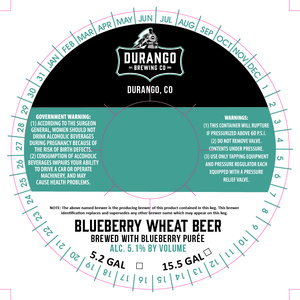 Durango Brewing Co Blueberry Wheat Beer October 2017