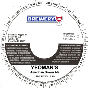 Brewery 85 Yeoman's October 2017
