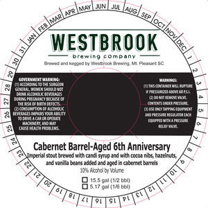 Westbrook Brewing Company Cabernet Barrel-aged 6th Anniversary October 2017