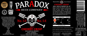 Paradox Beer Company Cherry Crisp October 2017