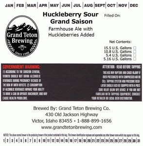 Grand Teton Brewing Company Huckleberry Sour Grand Saison October 2017