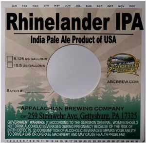Appalachian Brewing Company Rhinelander IPA October 2017