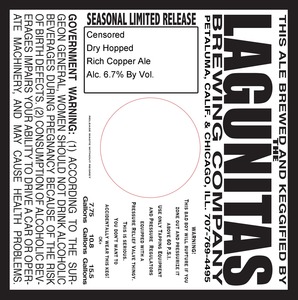 The Lagunitas Brewing Company Censored Dry Hopped Rich Copper Ale October 2017