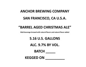Anchor Brewing Company Barrel Aged Christmas Ale October 2017