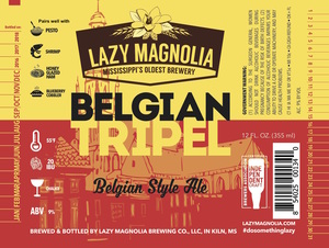 Lazy Magnolia Brewing Company Belgian Tripel October 2017
