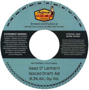 Andrews Brewing Company Saaz O' Lantern October 2017