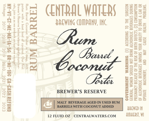 Central Waters Brewing Company Rum Barrel Coconut Porter October 2017
