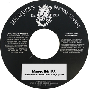 Mac & Jack's Brewing Company Mango Ibis October 2017