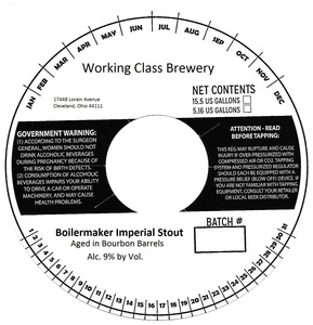 Working Class Brewery Boilermaker Imperial Stout October 2017