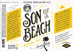 Evans Brewing Company Son Of A Beach Blonde Ale