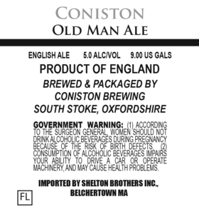 Coniston Brewing Old Man Ale October 2017