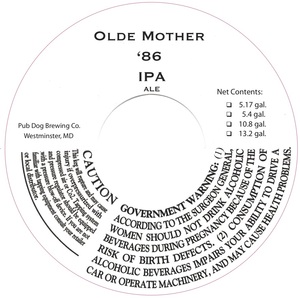 Olde Mother '86 IPA October 2017