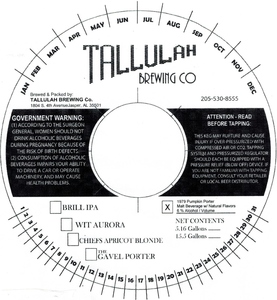 Tallulah Brewing Company LLC 1979 Pumpkin Porter November 2017