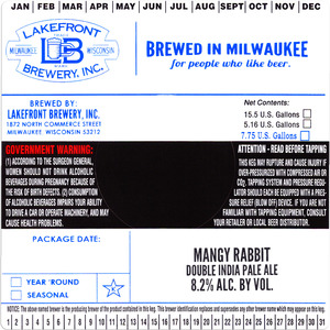 Lakefront Brewery, Inc. Mangy Rabbit October 2017