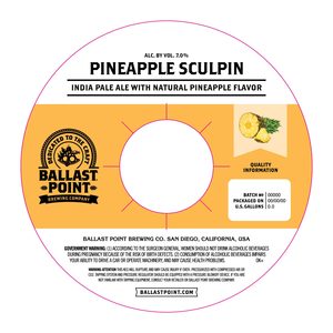 Ballast Point Pineapple Sculpin October 2017