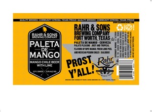 Rahr And Son's Brewing Paleta De Mango November 2017