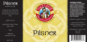 Highland Brewing Co Pilsner November 2017