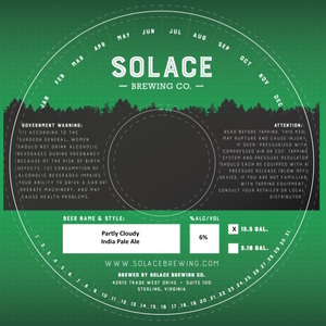 Solace Brewing Company Partly Cloudy India Pale Ale November 2017