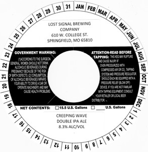 Lost Signal Brewing Company Creeping Wave Double IPA Ale November 2017