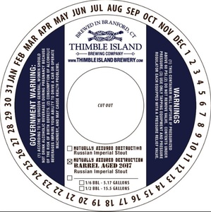 Thimble Island Brewing Company Mutually Assured Destruction Barrel Aged